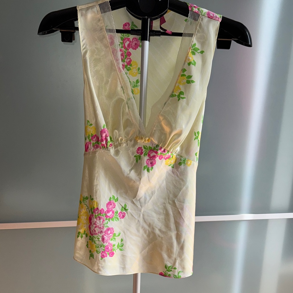 Betsey Johnson Floral Satin Sleeveless Top